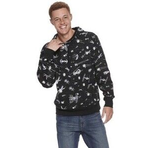 NWT Star Wars Disney Mad Engine Men's Hoodie Sweatshirt AOP Starships Galaxy L